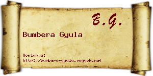Bumbera Gyula névjegykártya